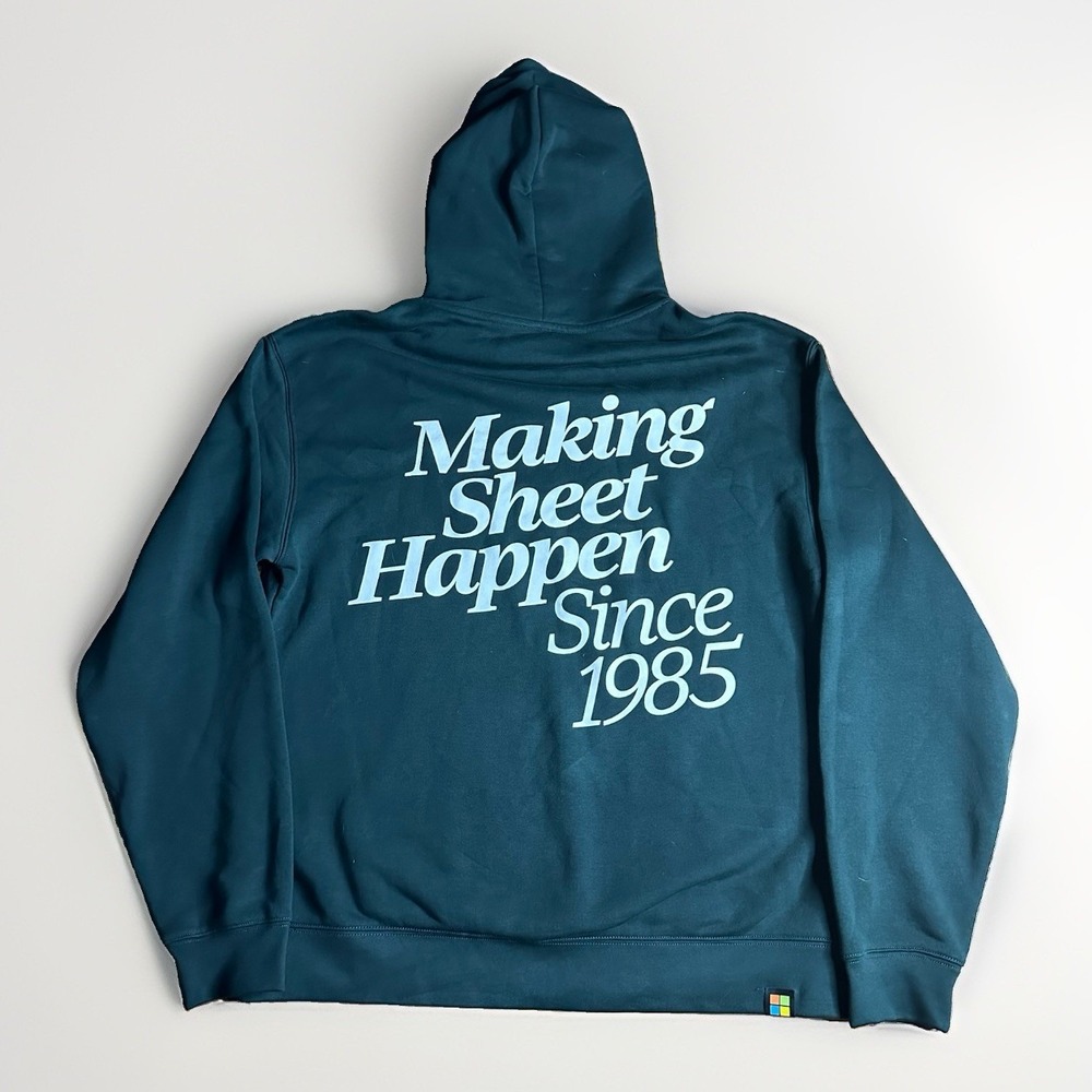 Microsoft Excel Hoodie Mens Large Green Making Sheet Happen 1985 Employee Office